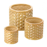 PGN Item 15302 Taupe Faceted Planter Trio 