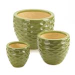 PGN Item 15342 Green Faceted Planter Trio 