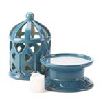 PGN Item 15448 Ceramic Blue Lantern With LED Candle 