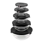 PGN Item 15613 Black Glass Bowls with Lids 