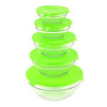 PGN Item 15614 Green Glass Bowls with Lids 