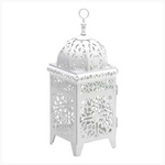 PGN Item 38332 White Scrollwork Candle Lantern 