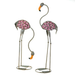 PGN Item D1092 Glass Art Flamingo Statues 