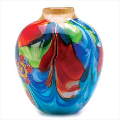 #12982 Floral Fantasia Art Glass Vase