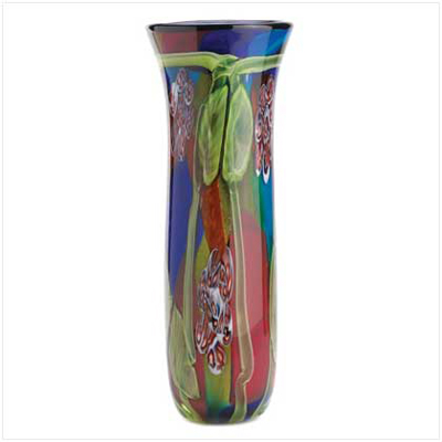 #13908 Peacock Fantasy Art Glass Vase