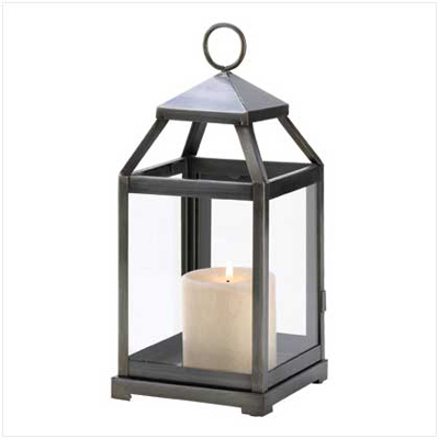 #14125 Rustic Silver Contemporary Candle Lantern