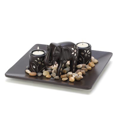 #14587 Elephant Candleholder Set