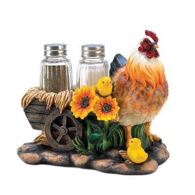#15023 Chicken Cart Salt and Pepper Shaker Set
