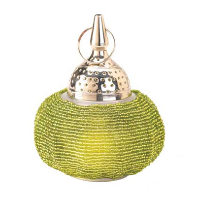 #15154 Green Beaded Candle Lamp