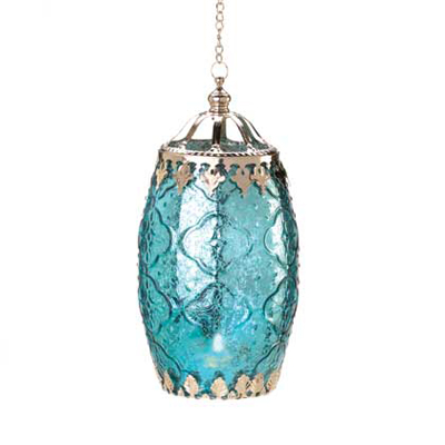 #15193 Aquamarine Filigree Candle Lantern