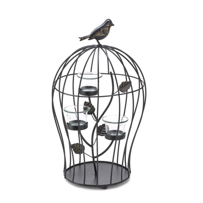 #15369 Birdcage Triple Candle Holder