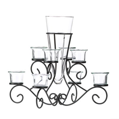 #15370 Scrollwork Candle Stand with Vase