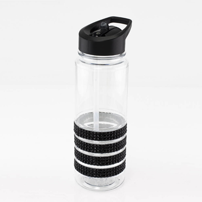 #15725 Black Flip Top Bling Water Bottle