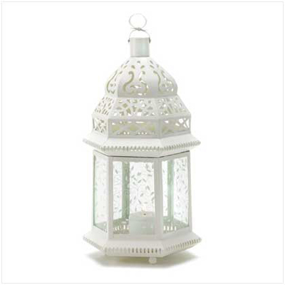 #38466 Large White Moroccan Lantern