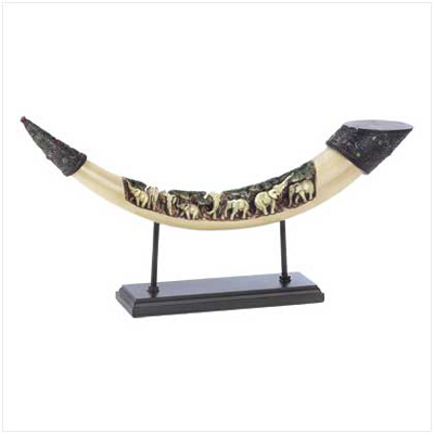 #39349 Lucky Elephants Tusk Sculpture