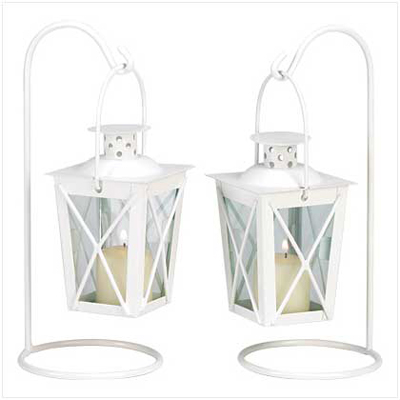 #39572 White Railroad Candle Lanterns