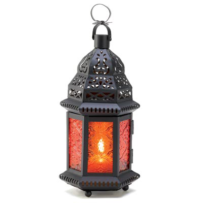 #D1058 Amber Moroccan Candle Lantern